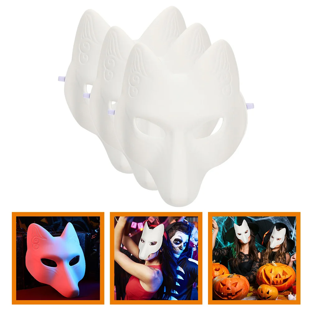 

3 Pcs DIY Supply Halloween Blank Mask Masks For Adults Masquerade Costume Cosplay Accessory Fox Women The
