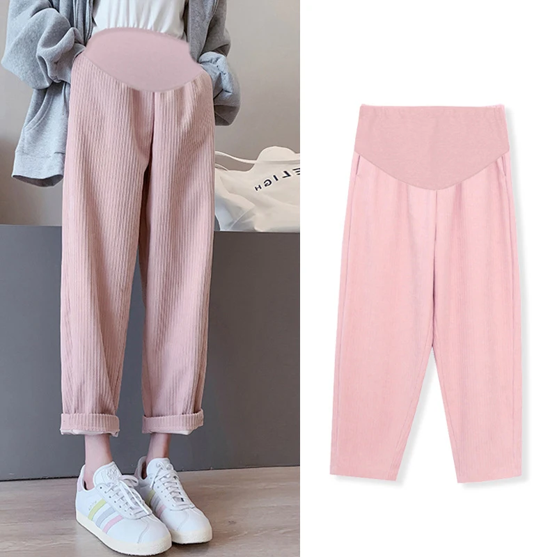 

Women Maternity Pants Corduroy Pants Maternity loose Pants For Pregnant Women Casual Clothes Pregnancy Trousers with pocket