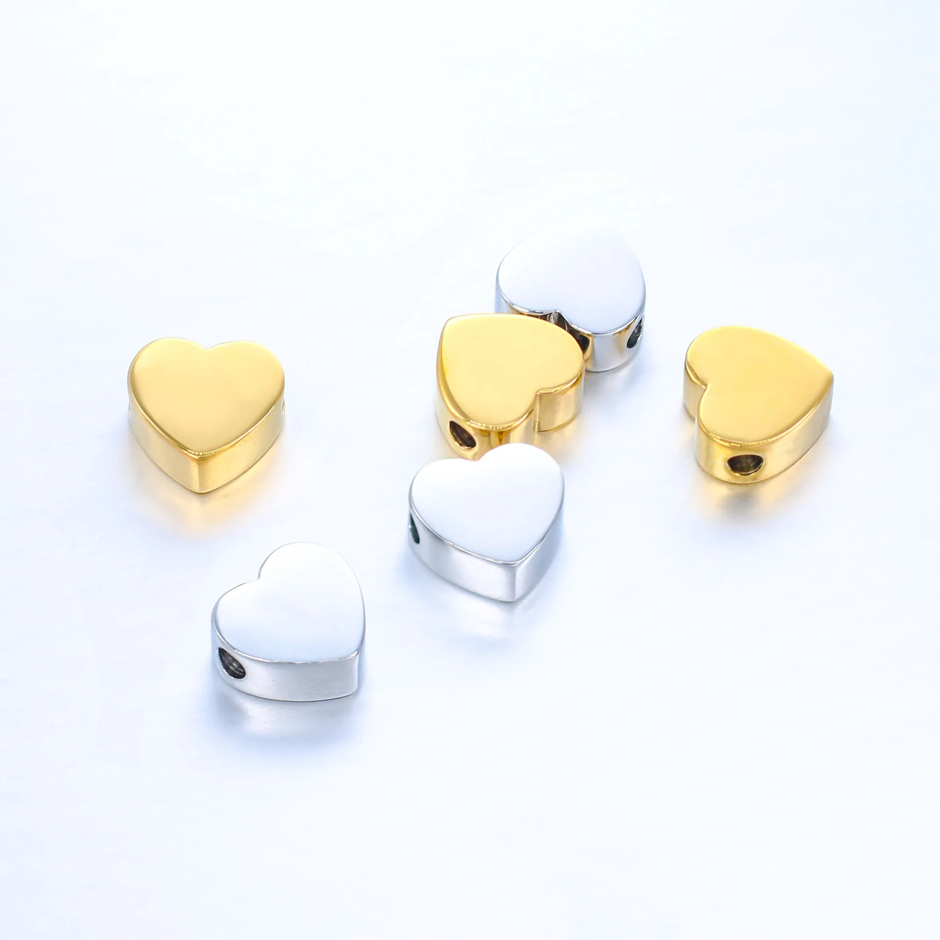 

DOOYIO 5pcs/Lot Stainless Steel Mirror Polished Small Hole Beads Love Jewelry Accessorie DIY Simple Peach Heart Pendant