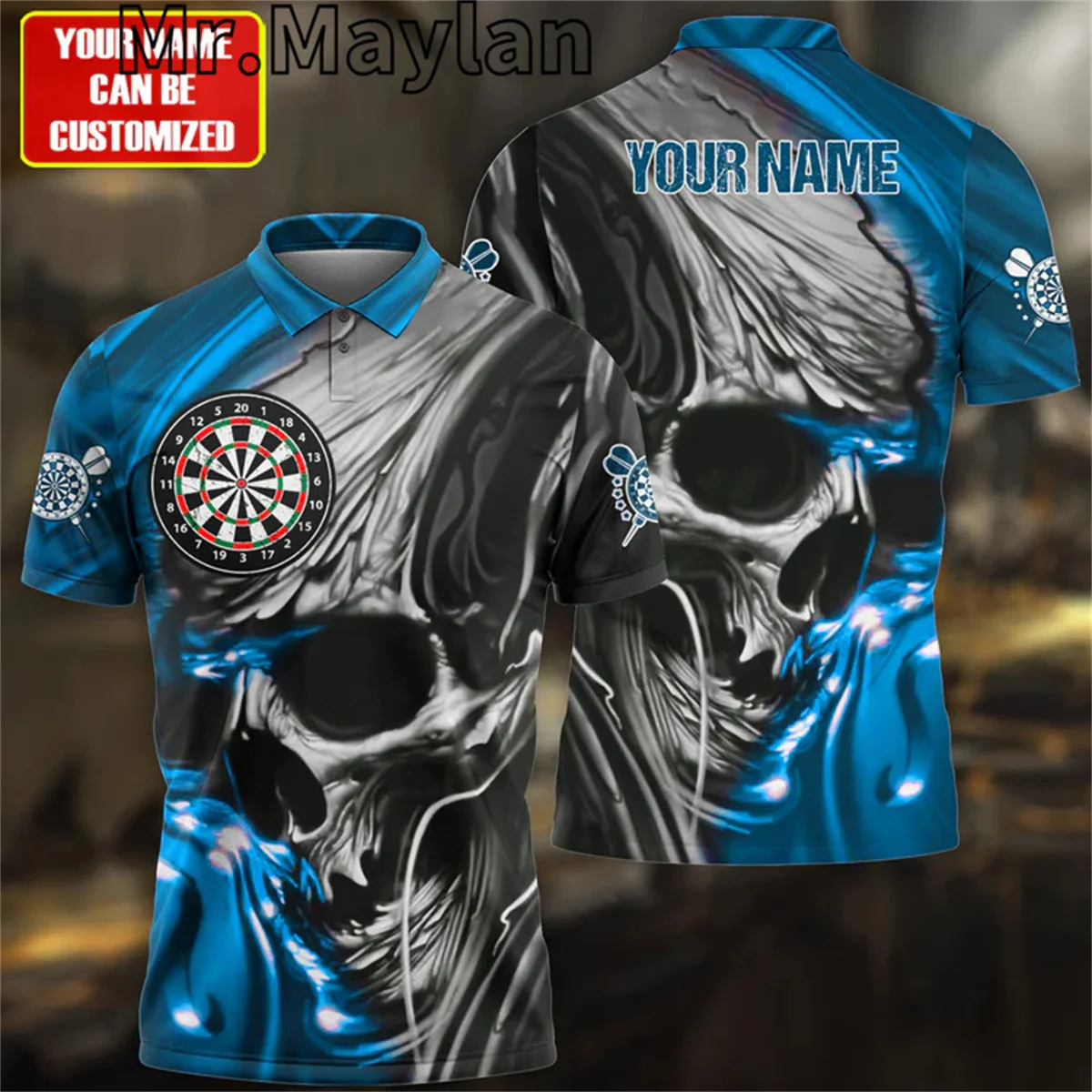 Рубашка-поло Мужская/женская с 3D-принтом индивидуальное название мульти цветов в