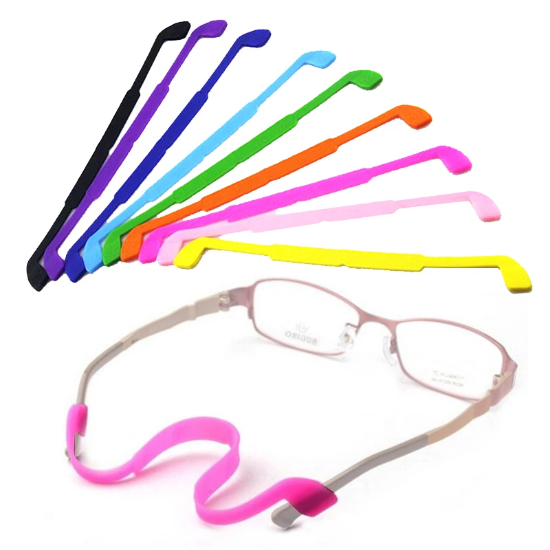 

Anti slip elastic silicone glasses sporting strap colorful eyeglasses flat band for teenager kids