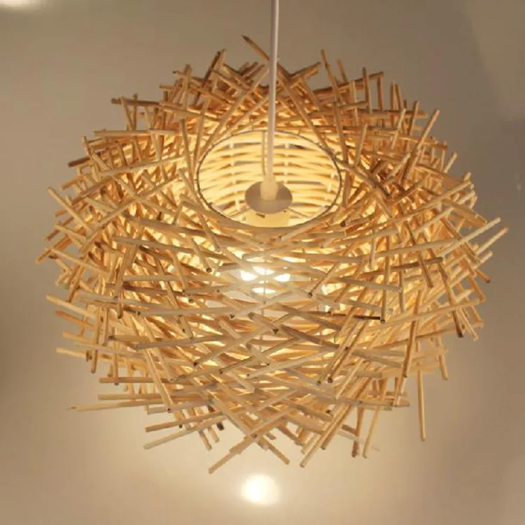 Rattan Bamboo Chandelier Restaurant Lamp Cafe Bar Table Bamboo Braided Bird's Nest Lamp Southeast Asia Dinning Room Lights