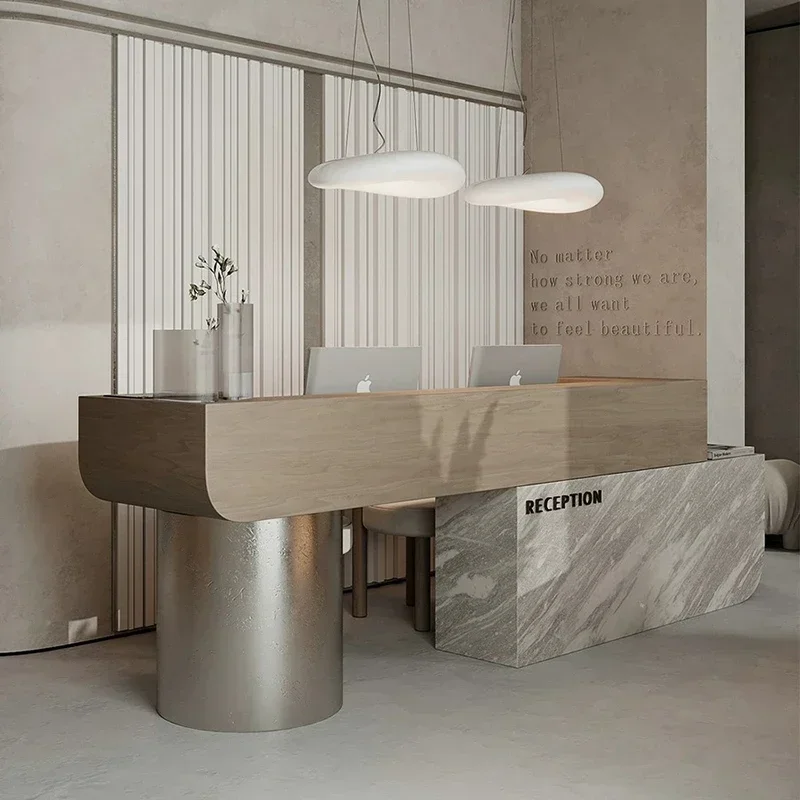 Минималистичная мебель офисные комнаты приемная эстетическая салонная стойка