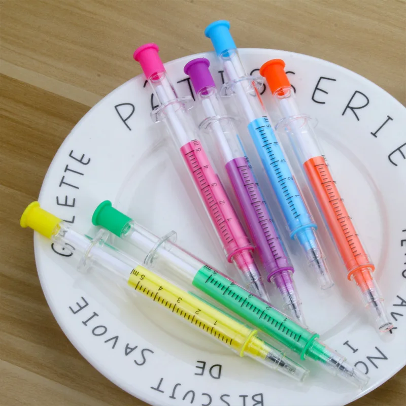 4 Pieces Creative Novelty Syringe Peculiar Shape Cute Stationery 0.5 mm School Office Supplies Gel Pen