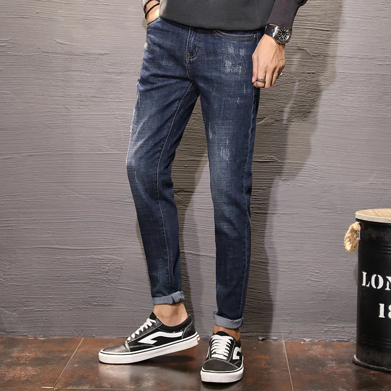 

The spring 2022 new products are selling like hot cakes, men's Korean cotton elastic slim pants, men's jeans pants