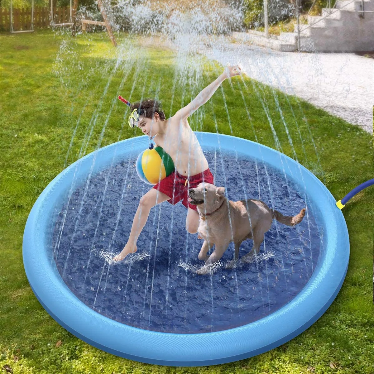 

170x170cm Pet Water Spray Pad Inflatable Swimming Pool Cooling Pad Dog Cool Tub Children Summer Play