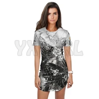 yx girl robe tshirt floral 8 3d all over printed t shirt dress sexy summer women casual dresses
