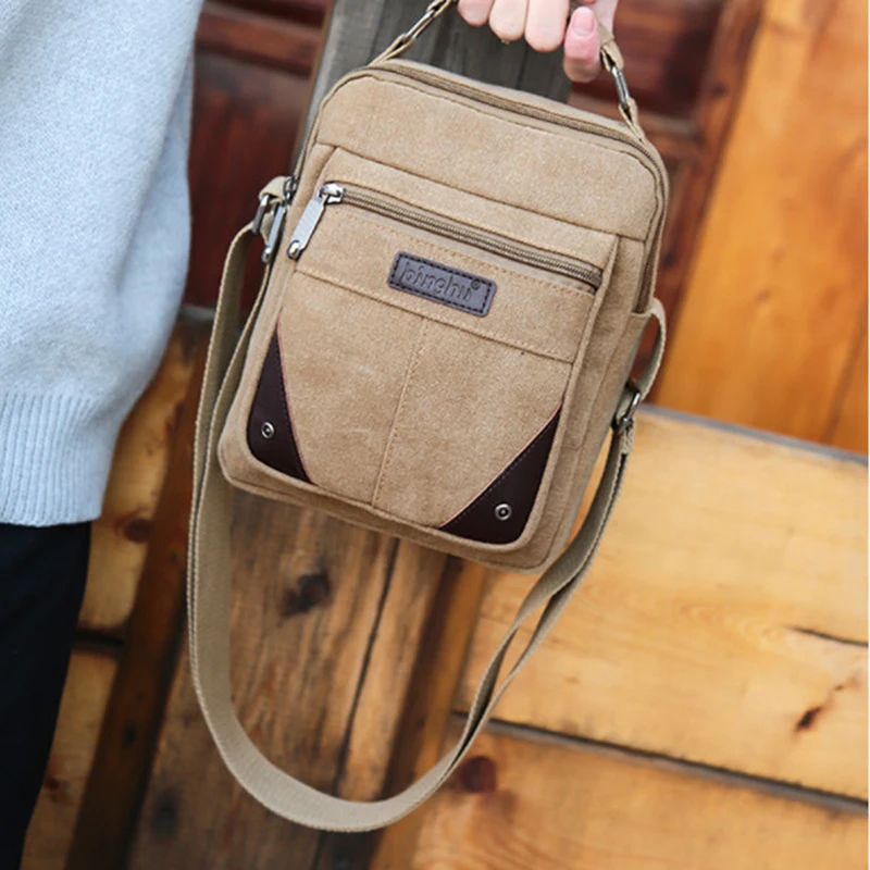 

Fashion Men's Casual Shoulder Bag Solid Color Business Messenger Bag Simple Large Capacity Multi-purpose Canvas Bag