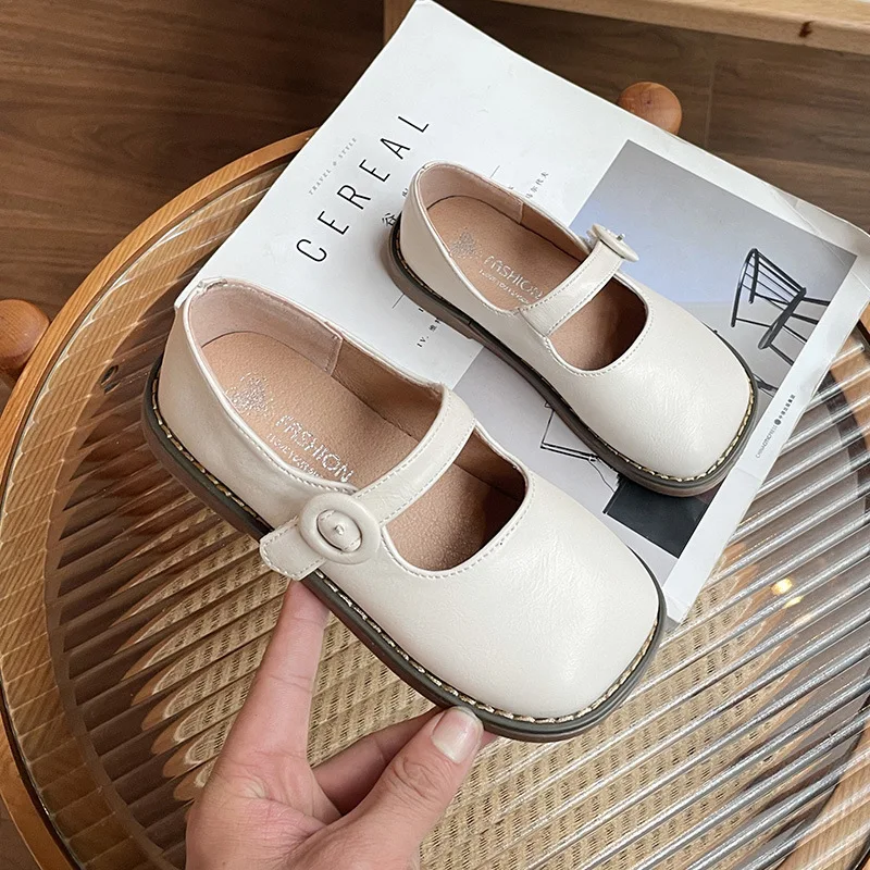 

Spring New Girls' Single Shoes Children's Soft-soled Toddler Shoes Fashion Simple Kids Cute Baby Small Leather Shoes G591