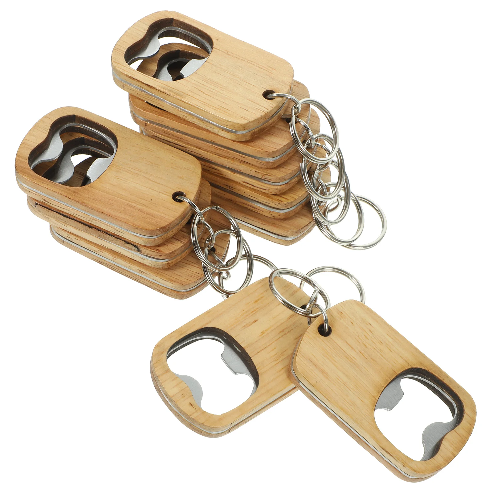 

10 Pcs Grad Gifts Beer Opener Drinks Graduations Flat Bottle Soda Wood Key Chain Men