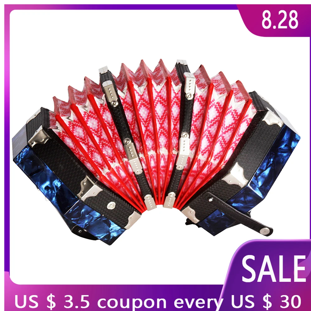 Concertina Accordion 20-Button 40-Reed With Carrying Bag And Adjustable Hand Strap Keyboard instrument Hexagon Accordion