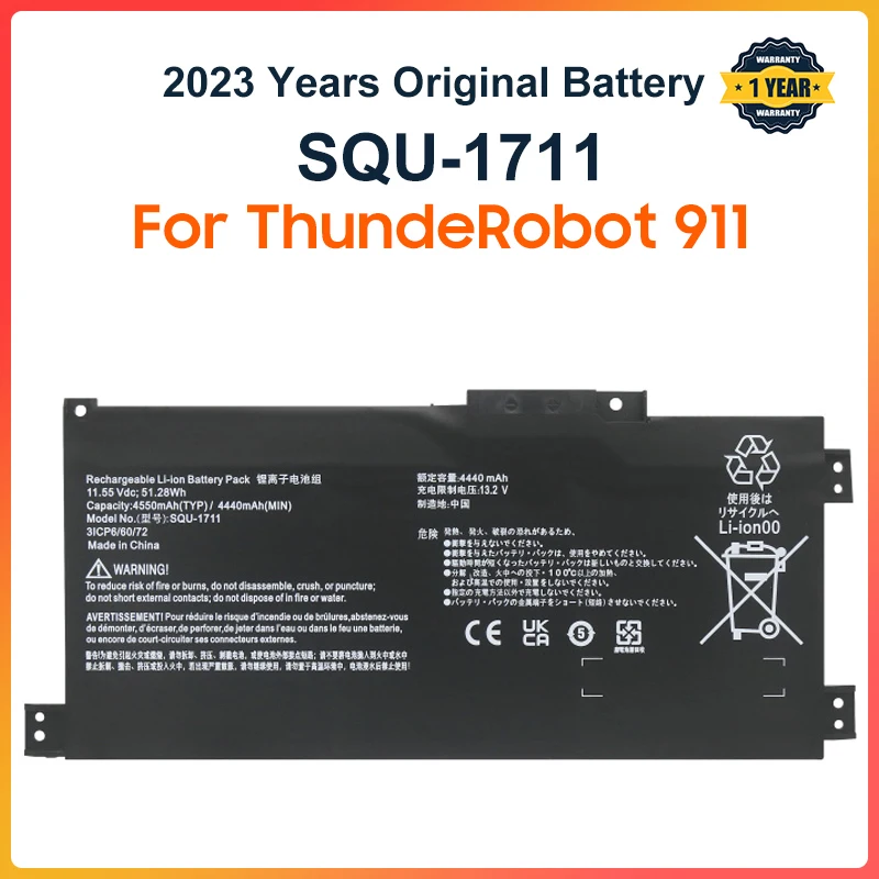 Аккумулятор для ноутбука ThundeRobot 911 Air 911ME 911MT 911S G7000M G8000M SQU-1711 11,55 в 4440 мАч