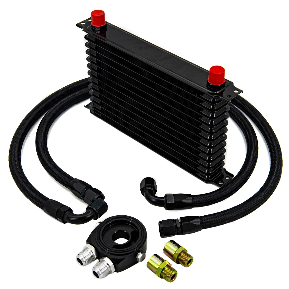 

13-рядный комплект масляного радиатора AN10, комплект трансмиссионного масляного радиатора, адаптер масляного фильтра с нейлоновым плетеным шлангом из нержавеющей стали