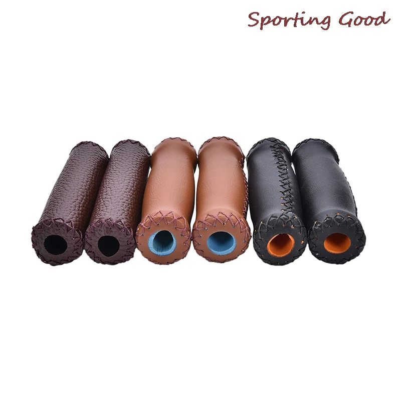 

1Pair Vintage Retro Artificial Leather Cycling Riding MTB Road Mountain Bike Bicycle Handlebar Grip Ends Coffee White Brown