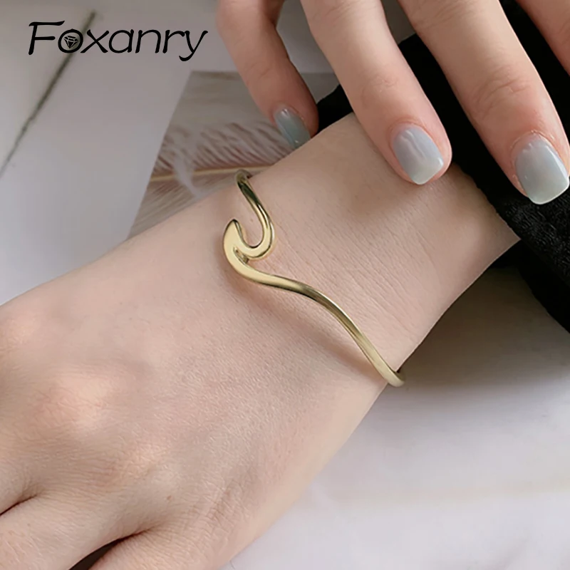 

Минималистичные серебряные браслеты Wanzhou для женщин и пар, новые модные креативные геометрические волнистые украшения ручной работы на день рождения