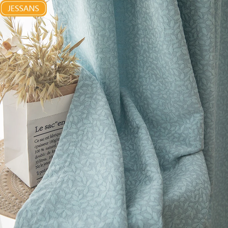

New Style Cotton and Linen Floral Jacquard Thickened Blackout Curtains for Living Room and Bedroom Finished Products