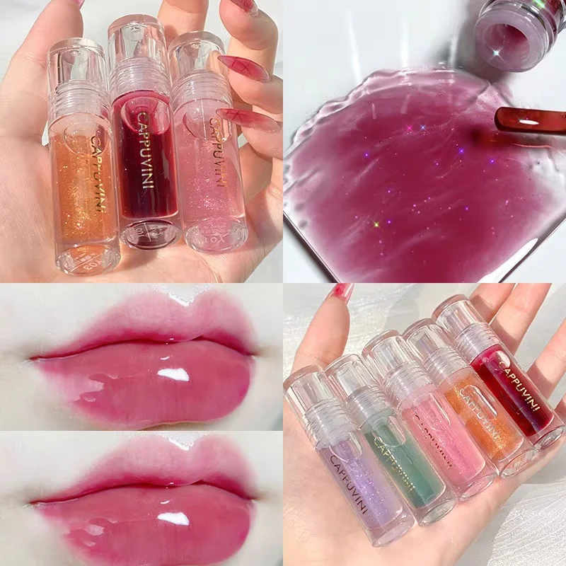 

Mirror Water Lip Gloss Lip Glaze Transparent Glass Lip Oil Waterproof Liquid Lipstick Lipgloss Lips Cosmetics 8 Colors