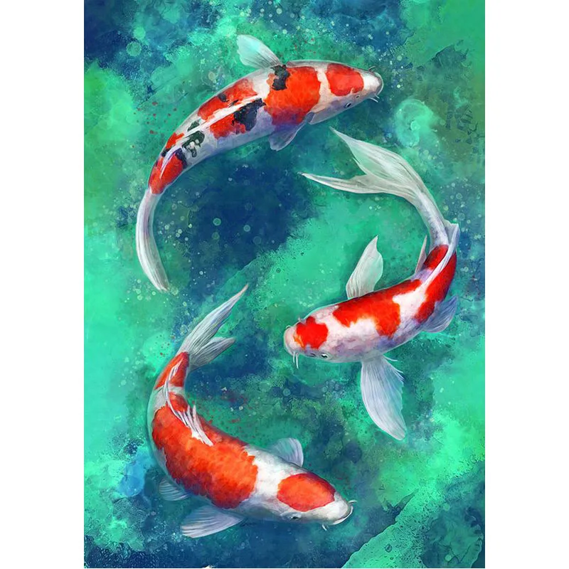 5D Diy Diamond Painting Golden Koi Cross Stitch Rhinestone Mosaic Portrait Diamond Embroidery Painting Kit Home Decoration