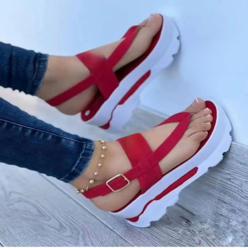 

Новинка 2022, женские сандалии, летние шлепанцы, уличные повседневные сандалии на платформе, женские пляжные сандалии на танкетке