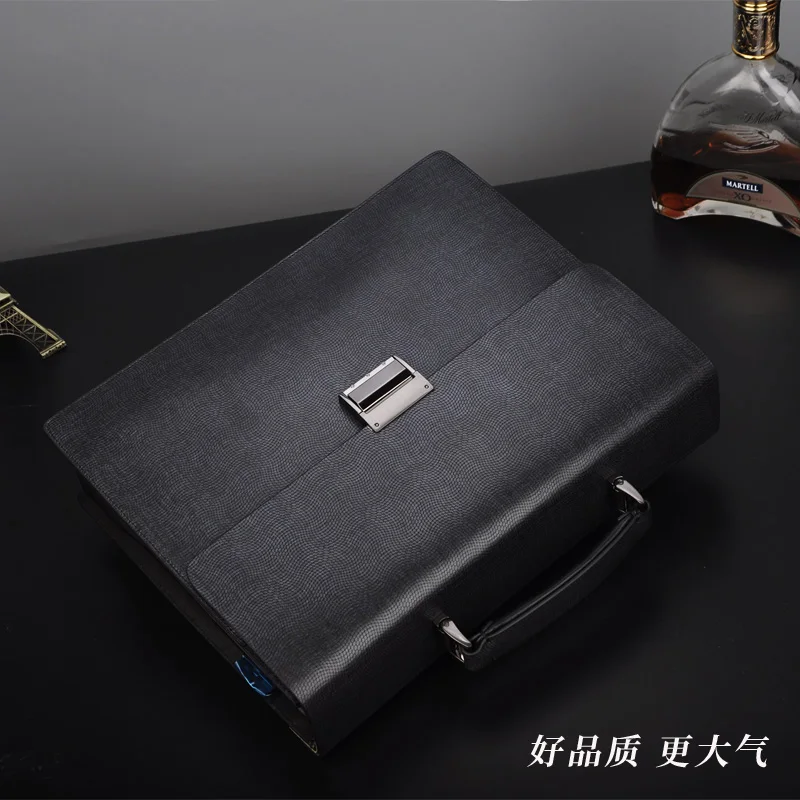 Business Handbag Men's Bag Strap Password Lock Briefcase Men's Large Capacity Leather Bag Portfolio Lawyer Bag Office Bag Men