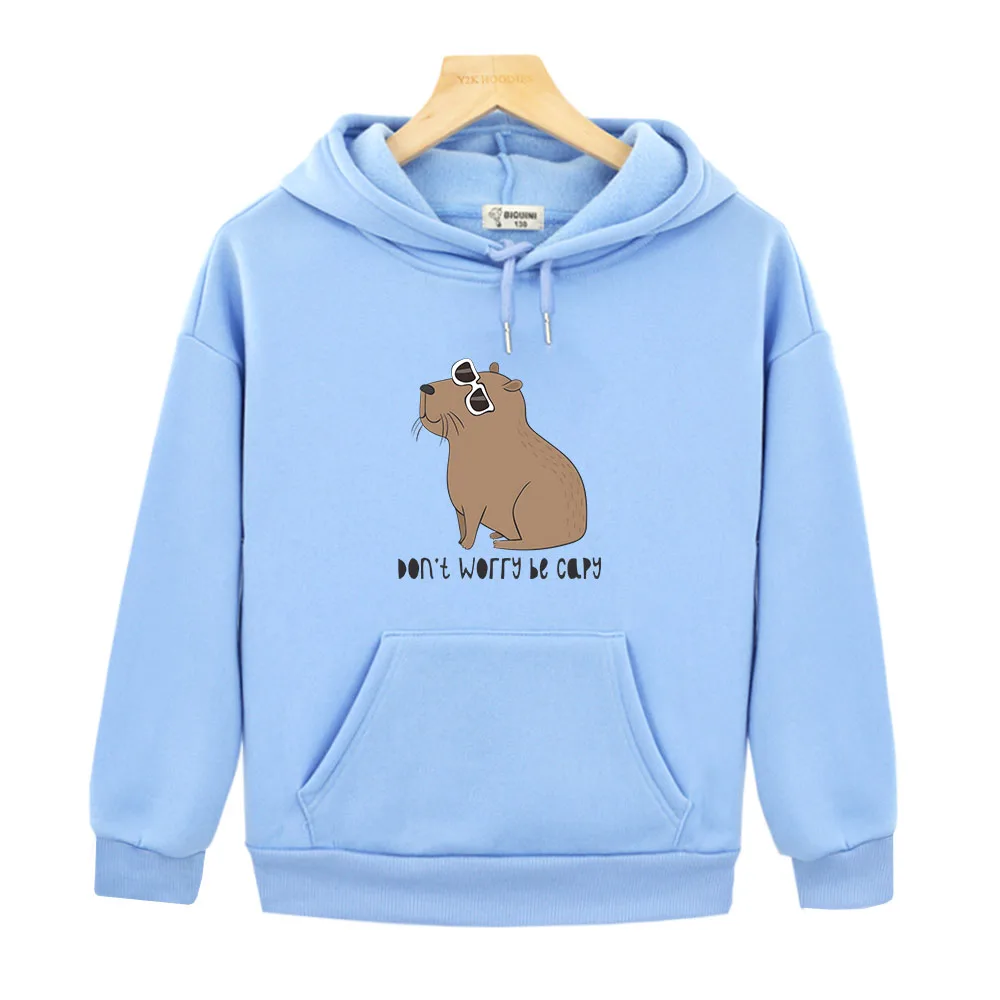 

Capybara Hoodies Don't Worry Be Capy Awesome Sweatshirts Boy Long Sleeves Tops Children Baby Girl Clothing Y2k Clothes Pullover