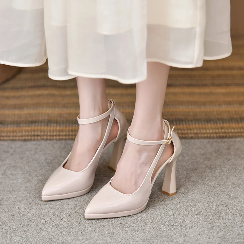 

2023 Fashion Shoes for Women Closed Toe Women's High Heels Outdoor New Style High Heels Pointed Toe Solid Shoes Female Zapatos