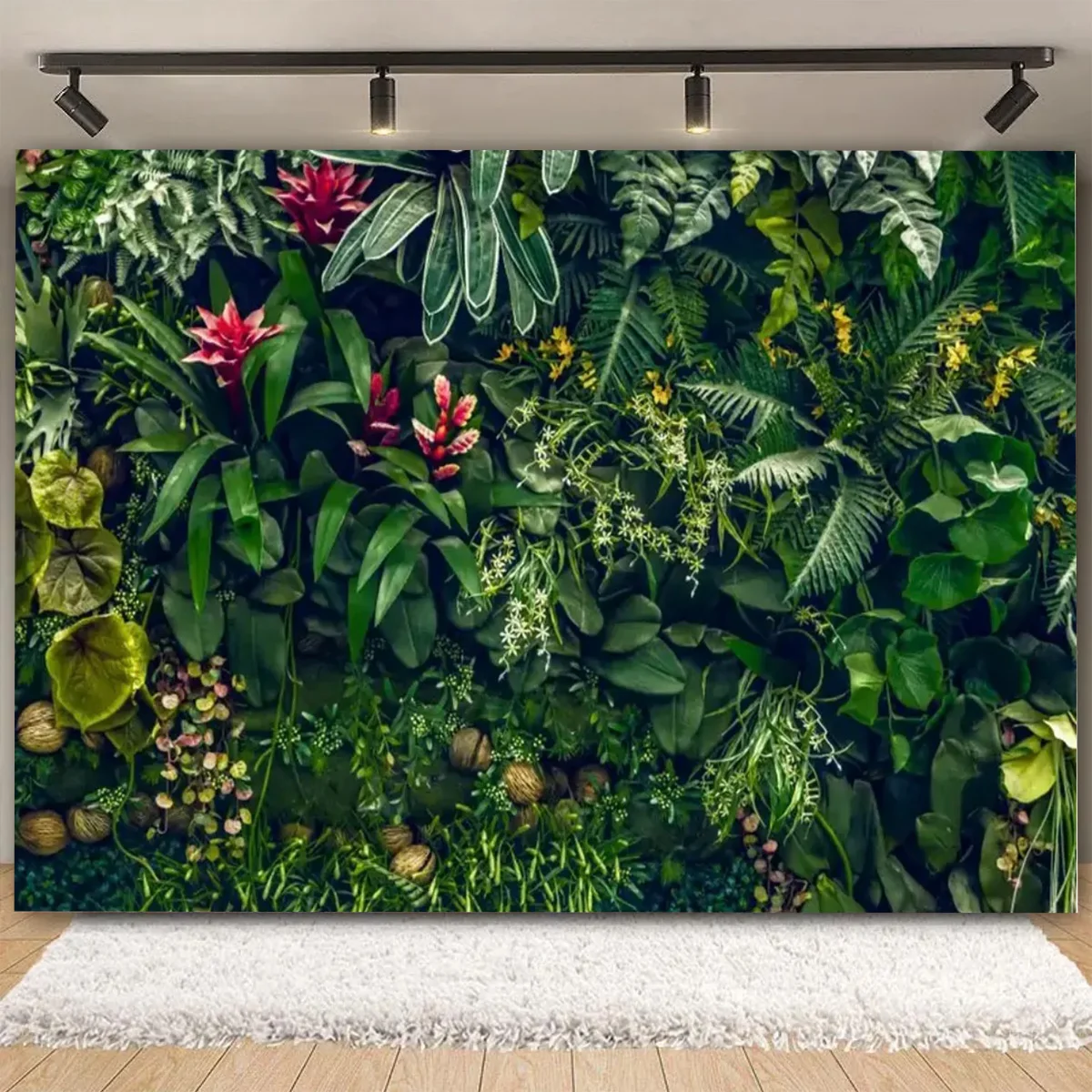 Фон для фотосъемки с зелеными листьями травой джунглей сафари Детский День