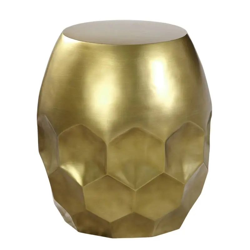 

Light luxury sofa corner table small coffee table living room corner Chinese style golden creative stainless steel drum stool