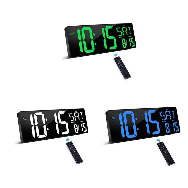 

Large Digital Wall Clock With Remote Control,16.5 Inch LED Large Display Count, For Home, EU Plug