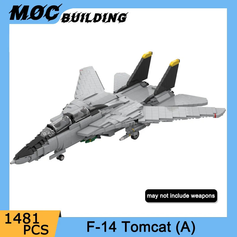 

MOC Military Plane USA F-14 Tomcat Fighter Model Building Block Navy Air Force Aircrafts Weapons DIY Bricks Children Toys Gifts