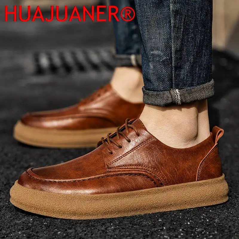 

Men's Casual Shoes Lace Up Leather Men's Oxfords Outdoor Men Driving Shoes Non-slip Men's White Sneakers Zapatillas Hombre