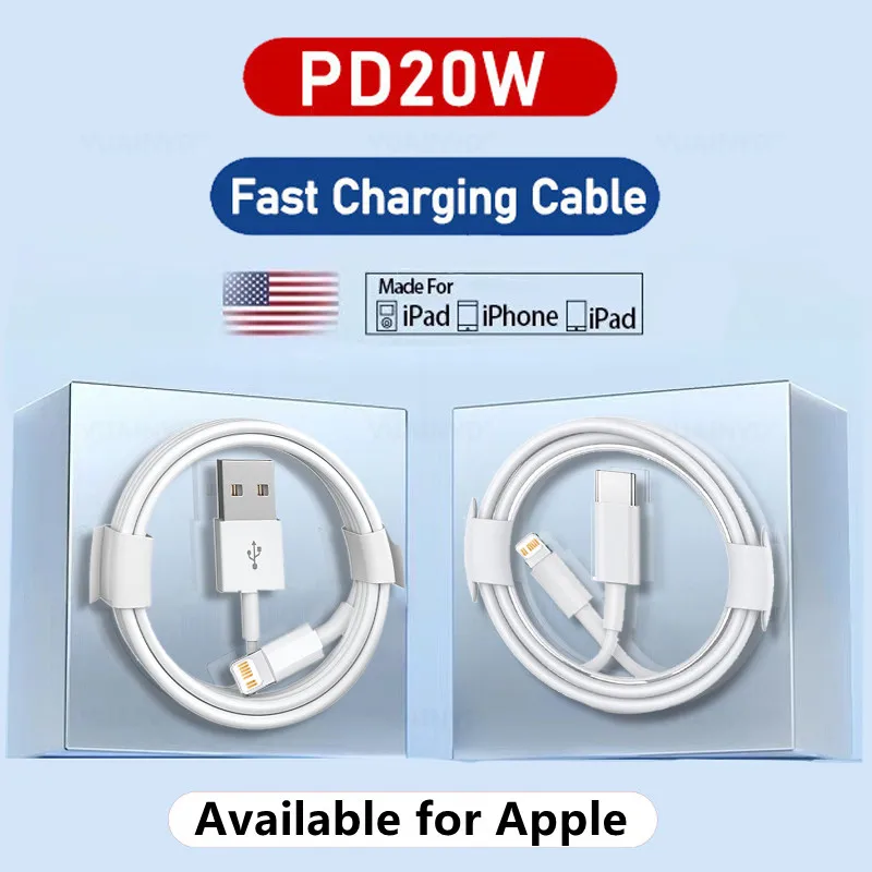 

PD 20W For Apple Original Fast Charging USB C Cable For iPhone 14 13 12 11 Pro Max Plus Fast Charger USB To Lightning Date Cable