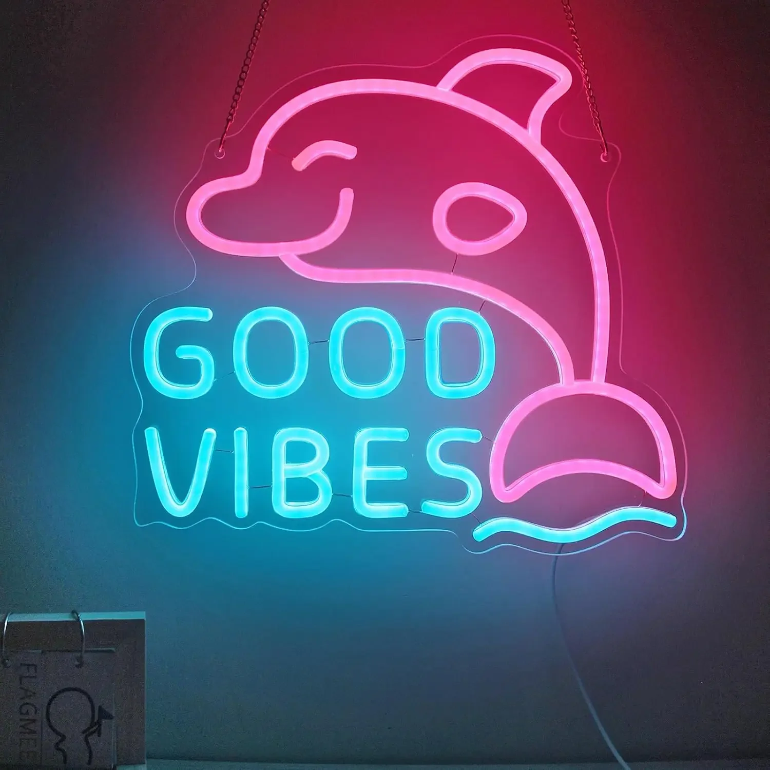 Неоновая Вывеска Good Vibes LED Ice Blue И Pink Neon Light Для Декора Стен Спальни Милый Дизайн