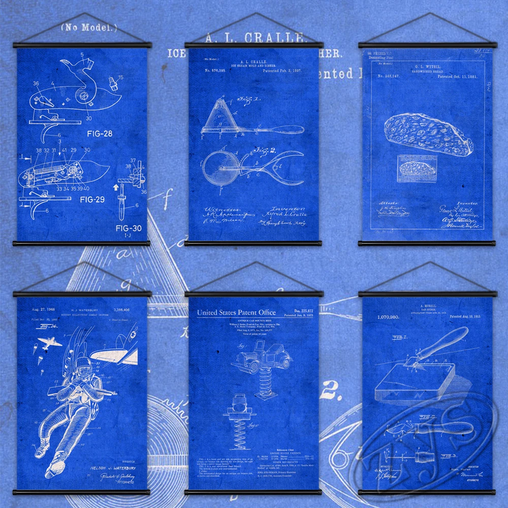 

Художественные патенты и плакаты с голубыми принтами, Картина на холсте, HD-принты, Классическая Настенная картина для дома, подвесные свитк...