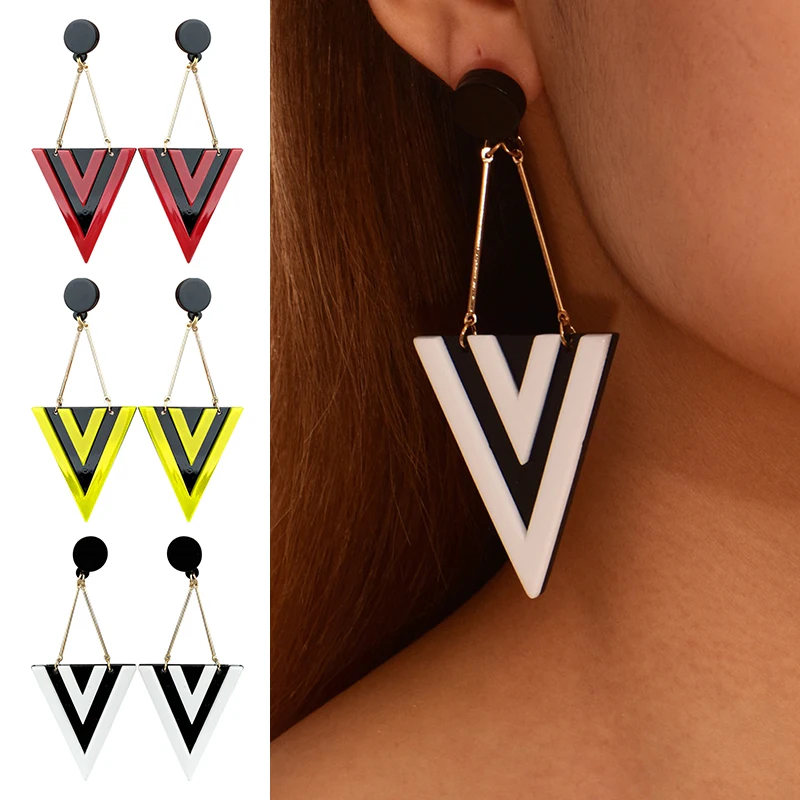 

Треугольные длинные висячие серьги для женщин, геометрические акриловые висячие серьги, женские модные Подвесные серьги, простые украшения 2023