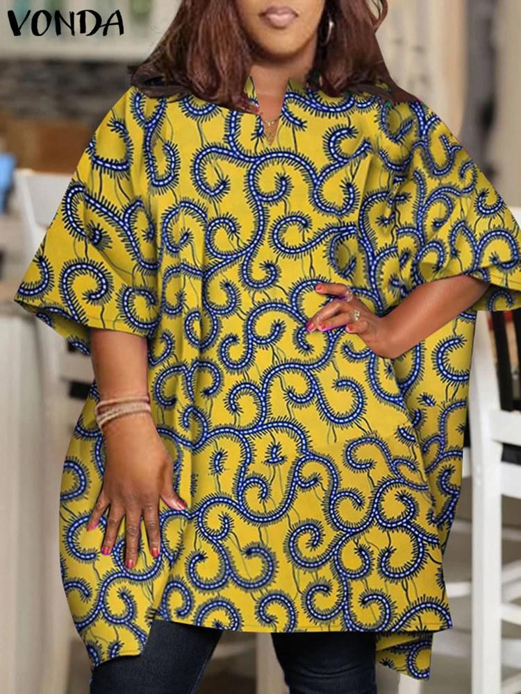 Плюс размер 5XL VONDA женская элегантная блузка 2024 рубашки с коротким рукавом и