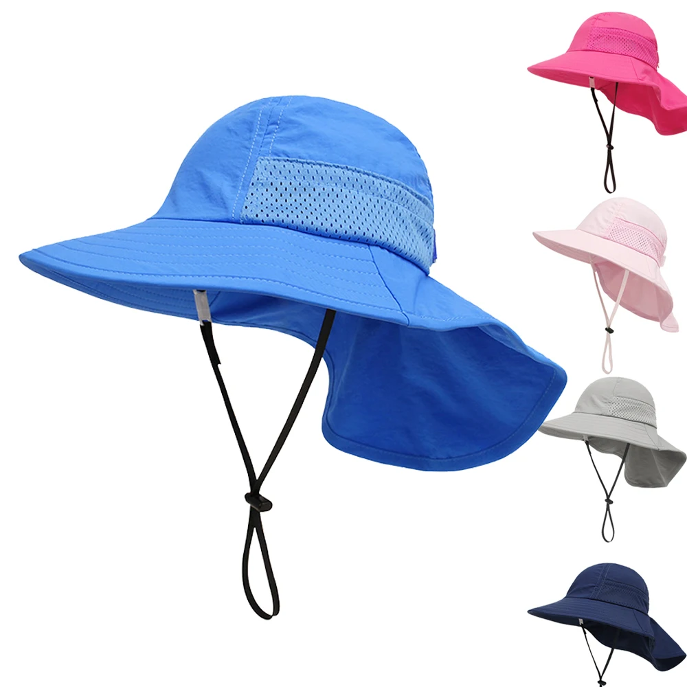 

Sun Hat Baby Summer Beach With Neck Flap UV Protection String Swimming Outdoor Accessory For Boy Girl