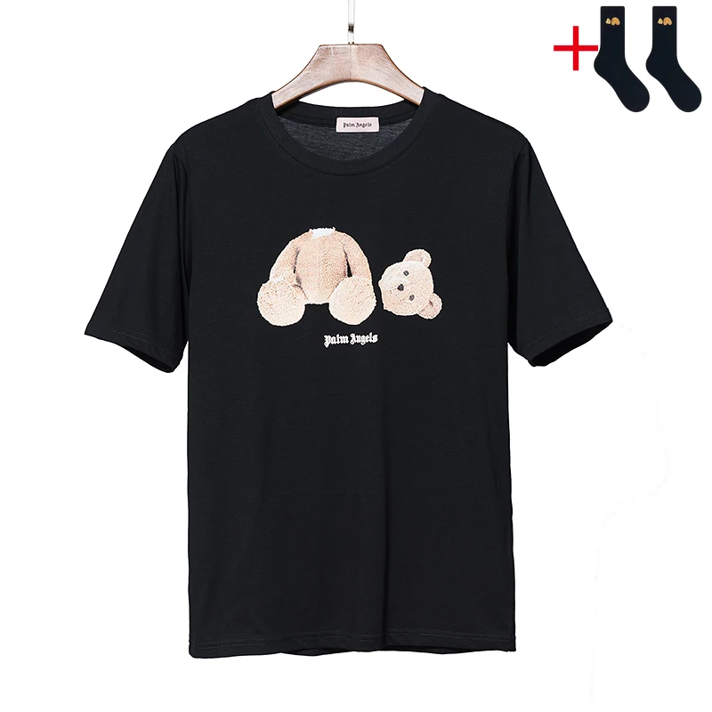 

Palm Angels 22SS Letter Logo PA Chic Loose Casual Round Neck Short Sleeve T-shirt Broken Bear Men Women Lovers Couple Style 667