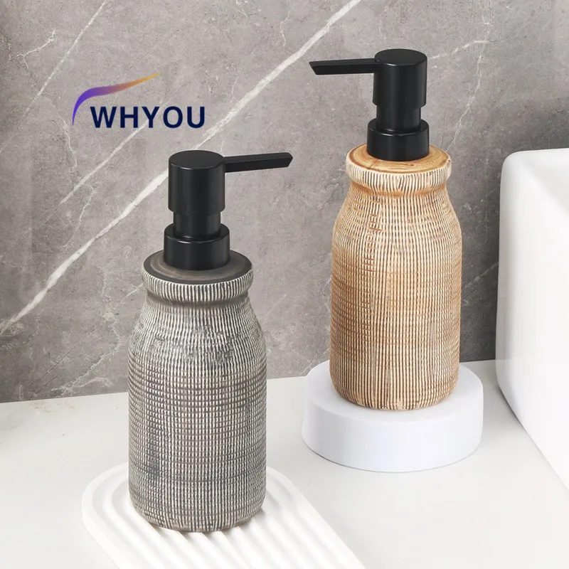 Фото WHYOU-Дозаторы для жидкого мыла, бутылка для лосьона, эмульсия, латексные бутылки для желаний для рук, легкий роскошный набор аксессуаров для ванной комнаты №1