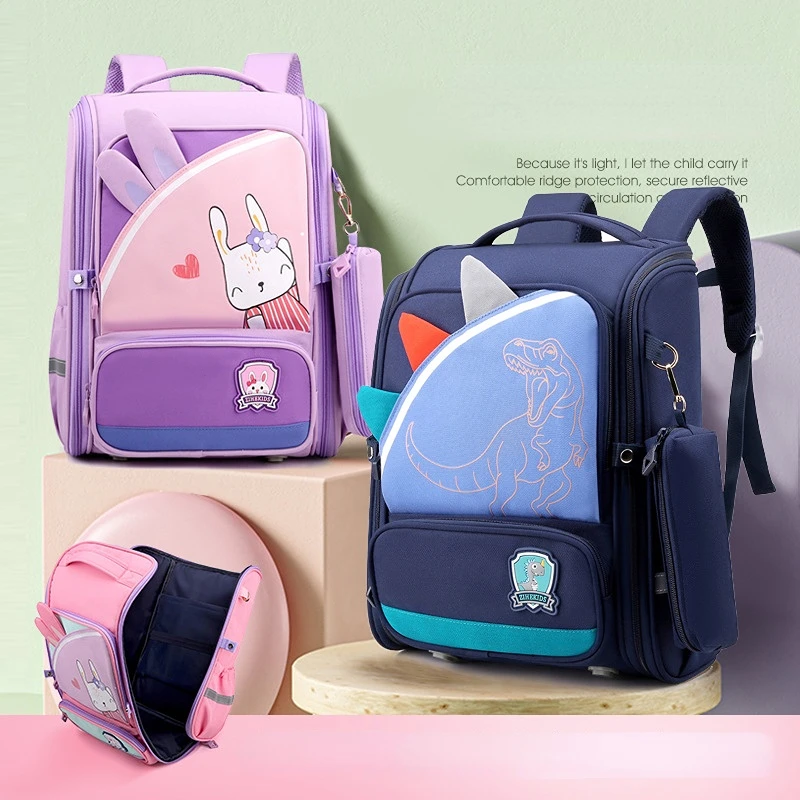 Rabbit Dinosaur Girl Boy Cartoon Large Capacity Backpacks New Cute Children Schoolbag for Primary School Students with Pen Bags