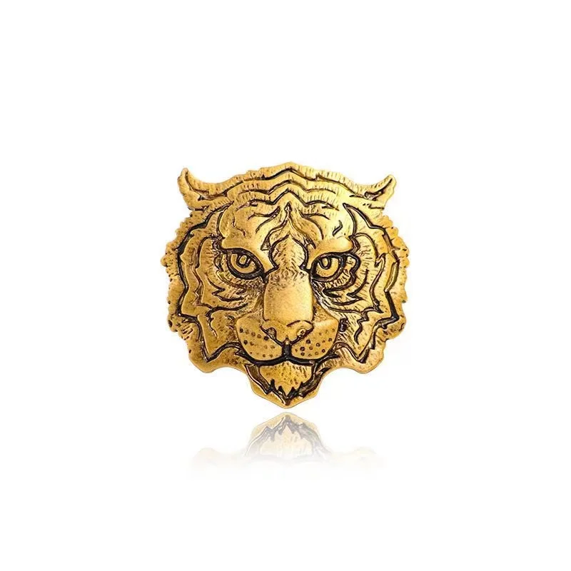 

2022 Euro Big Tiger Head Badge Europe Preppy Brooch Pin Vintage Cap Cockade Hat Bag Collar Lapel Pins Coin Badges Decoration