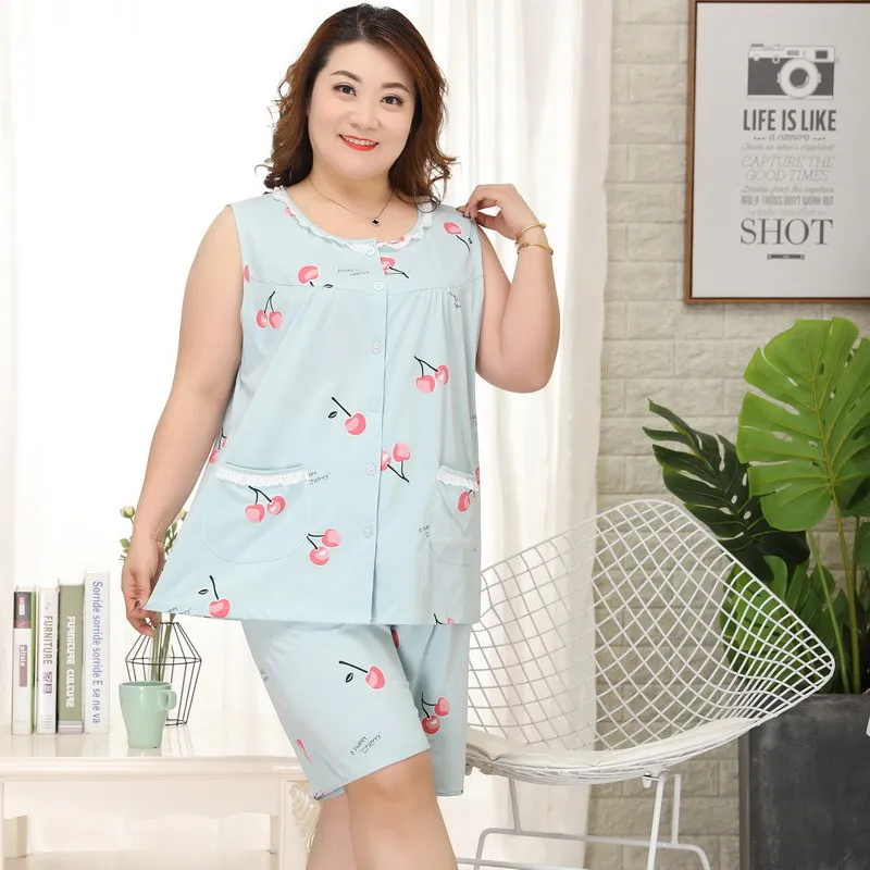 Комплект женский из двух предметов Хлопковая пижама с коротким рукавом и шорты