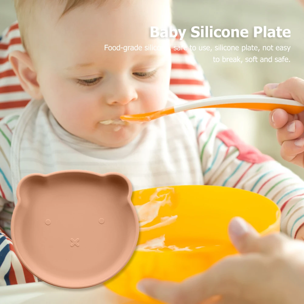 

Children's Dishes Baby Silicone Sucker Bowl Baby Smile Face Plate Tableware Set Smile Face Baby Tableware Set Retro Kids Plate