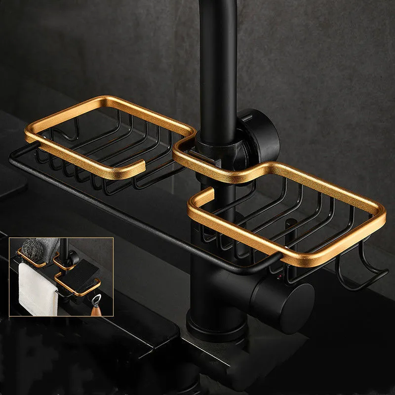 

Multifunction Kitchen Space Aluminum Sink Drain Rack Sponge Storage Faucet Holder Soap Drainer Shelf Basket Organizer Bathroom