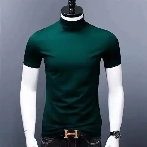 Мужская футболка-поло с высоким воротником и коротким рукавом тонкая летняя