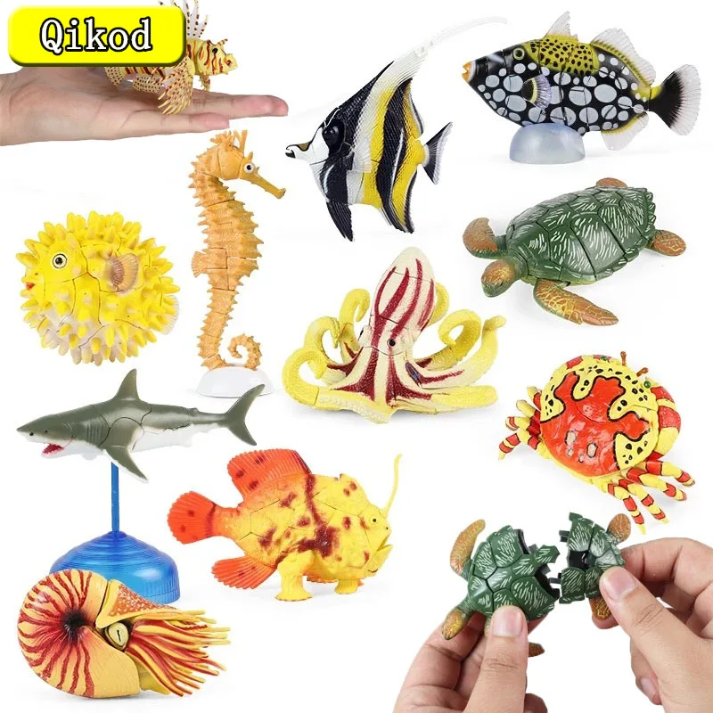 

DIY Ocean Crab Turtle Shark Dolphin Whale Clown Fish Buildable Model Building Block Brick Sealife Animal Education Kid Toy Gifts