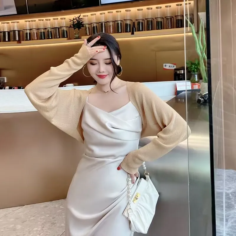 

Sunscreen Cardigan female spring Niche Shawl Air-Conditioning knitted cropped blouse