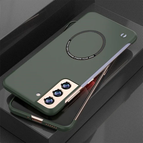 Магнитный Железный безрамный жесткий чехол из поликарбоната для телефона Magsafe Samsung Galaxy S23Ultra S22 S21 S20 S23 Ultra FE S10 S9 Plus, тонкий чехол