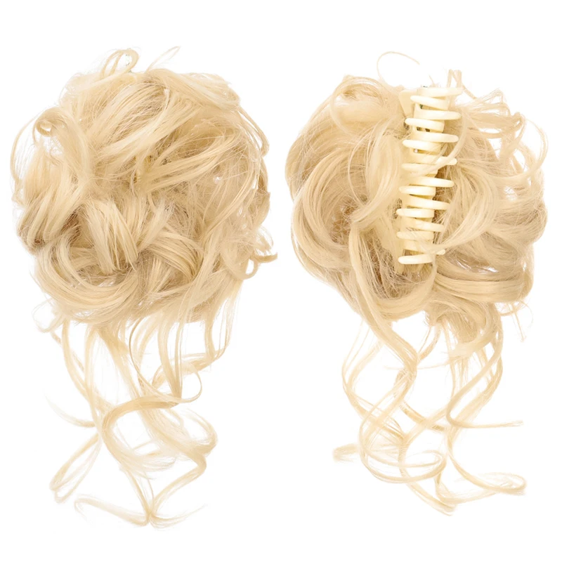 MAWNEI Messy Chignon Donut Hair Bun Band Scrunchie Clip-on Hair Women Synthetic Hairpiece Gary Gold Black Dark Red Brown Color