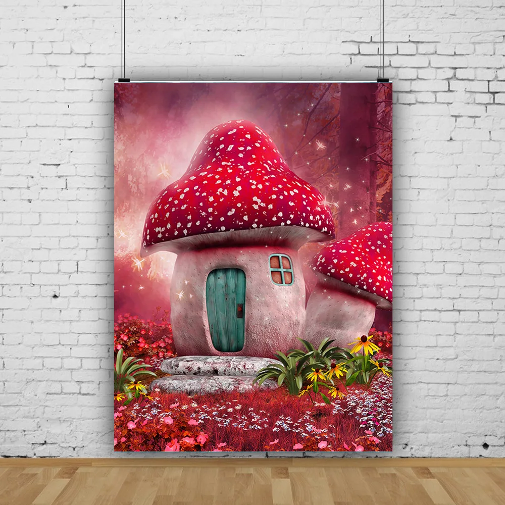 

SHUOZHIKE Fairy Tales Wonderland Photography Backdrop Fantasy Mushroom House Birthday Portrait Background Photo Studio MG-01